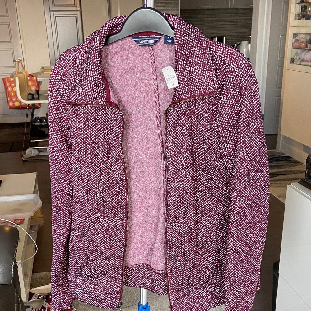 Lands' End Women's Textured Burgundy retro jacket